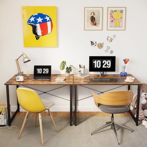 CubiCubi Computer Desk 40" Study Writing Table for Home Office, Modern Simple Style PC Desk, Black Metal Frame, Vintage Brown CubiCubi