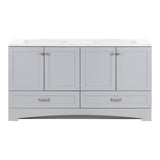 Spring Mill Cabinets Emlyn 60 Inch Double-Sink Bathroom Vanity with White Top, 2 Cabinets, 2 Drawers, 60.5" W x 18.75" D x 32.89", Pearl Gray Spring Mill Cabinets