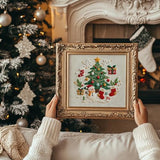 COCOMOX Christmas Embroidery Kit for Beginners, 3 Set Cross Stitch Kits for Adults Santa Claus Christmas Tree Patterns Handmade DIY Gift