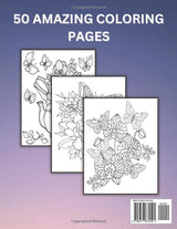 Easy Large Print Butterflies Adult Coloring Book: Easy Large Print Beautiful Butterfly and Flower Coloring Book For Designs Majosta