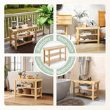 DUMOS Shoe Rack Bench, 3-Tier Bamboo Entryway Benches, Holds Up to 286 lb Storage Organizer, 11.22 x 27.6 x 18 Inches, Suitable for Bedroom Living Room Balcony, Classical Wood DUMOS