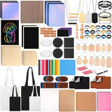 MiniInflat 253 Pcs Laser Engraving Material Kit Laser Cutting Engraving Materials Accessories Including Acrylic, PU Leather, Canvas, Wood, Metal, Felt, Rock, Glass, Rubber Materials for Laser Engraver MiniInflat
