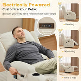IPKIG Power Recliner Chair for Adults, Wall Hugger RV Recliners with LED Lights/USB Ports/Pillow/Side Pockets, Overstuffed Electric Recliner Sofa Chair for Living Room, Home Theater (1, Creamy White)