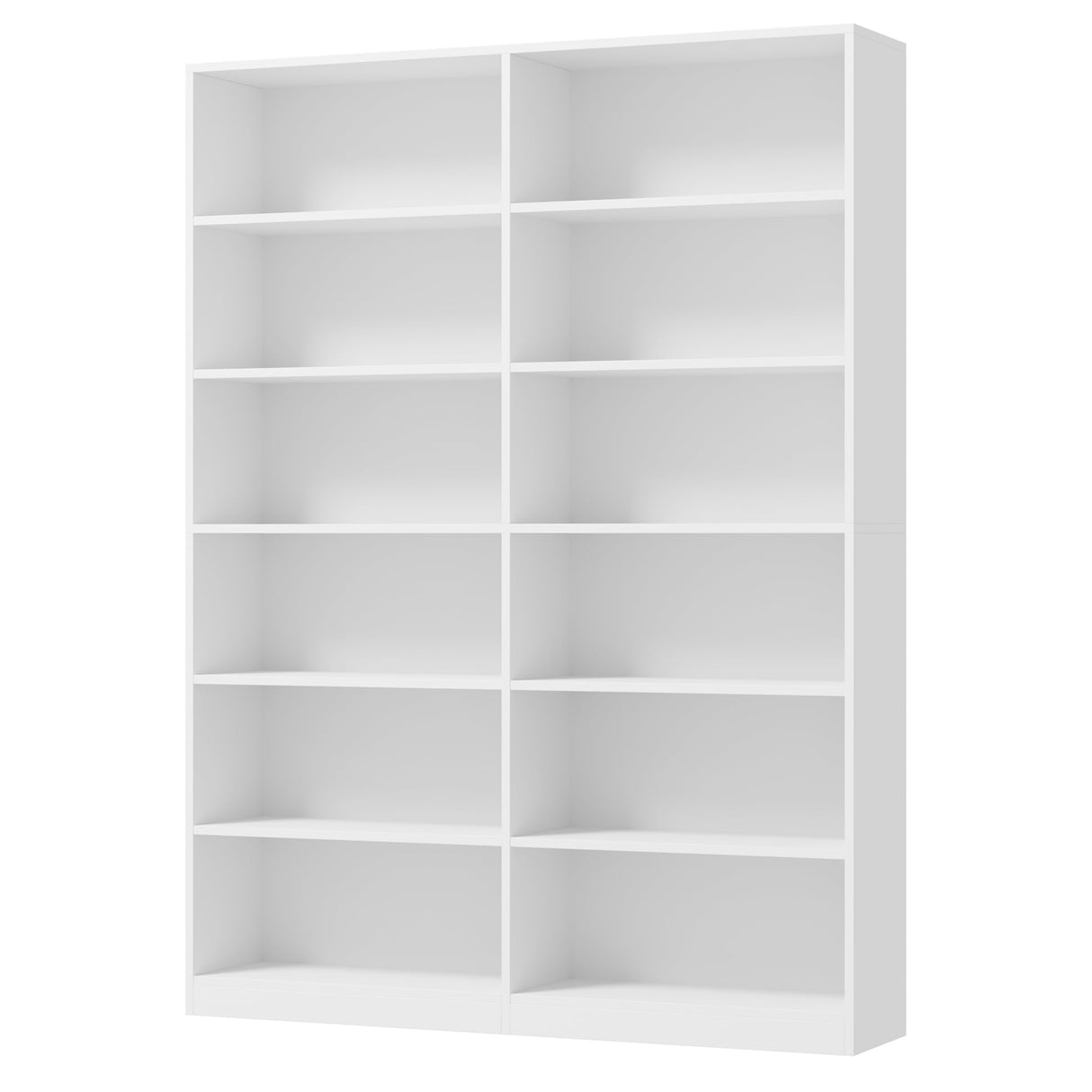 FACBOTALL Bookshelf and Bookcase, 6-Tier Double Wide Bookshelves,Freestanding Display Storage Shelves, Tall Bookcases for Home Decor Bedroom, Living Room, Home Office,White FACBOTALL