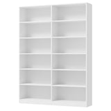 FACBOTALL Bookshelf and Bookcase, 6-Tier Double Wide Bookshelves,Freestanding Display Storage Shelves, Tall Bookcases for Home Decor Bedroom, Living Room, Home Office,White FACBOTALL