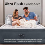 Intex 64447ED Dura-Beam Deluxe Ultra Plush Air Mattress with Headboard: Fiber-Tech – Queen Size – Built-in Electric Pump – 18in Bed Height – 600lb Weight Capacity Intex