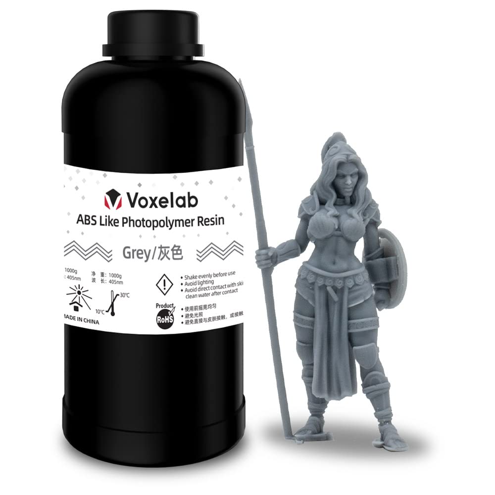 VOXELAB ABS-Like 3D Printer Rapid Resin 405nm LCD UV-Curing Resin Standard Photopolymer Resin for LCD 3D Printing – 1000g (Grey)