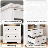 LIKIMIO Night Stand, Modern Bedside Table with 2 Drawers, Open Shelf, End Table with Pull-Out Tray, Wood SideTable, White LIKIMIO