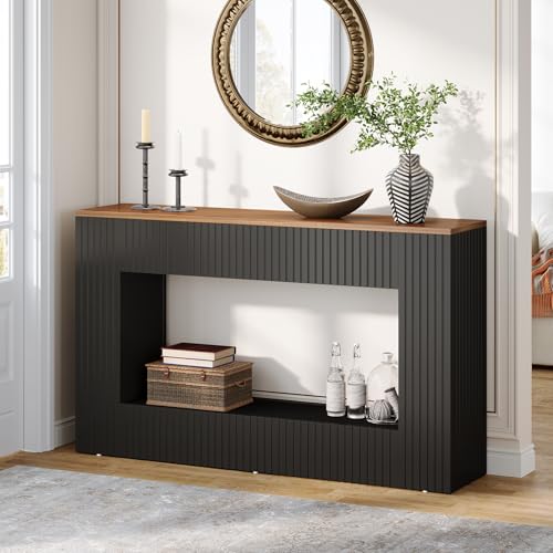 Tribesigns Modern Console Table, 55-Inch Wood Entryway Table with Storage, Narrow Long Sofa Table Behind Couch Table for Living Room, Foyer, Hallway, Black Tribesigns