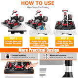 AKEYDIY 8 in 1 Heat Press Machine for T Shirts, 12x15 Swing Away Sublimation Heat Transfer Machine, GeniusPress Shirt Press Machine, Digital Tshirt Press Combo for Hat|Cap|Mug|Plate|Bag|Mouse Pads AKEYDIY