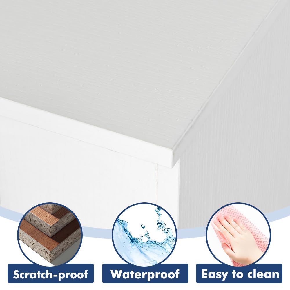 Kennkari Modern Expandable Dining Table for 2-10 People, Large Extendable Dining Room Table for Kitchen Living Room, Rectangle Kitchen Table (White 118" W) Kennkari