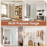 SUNALLY Room Divider Curtain Rod, No Drilling Room Separator for Space Partition Adjustable 4-10ft(H) 28-70inch(W) Heavy Duty Temporary Wall Divider Floor to Ceiling Tension Rod, White SUNALLY