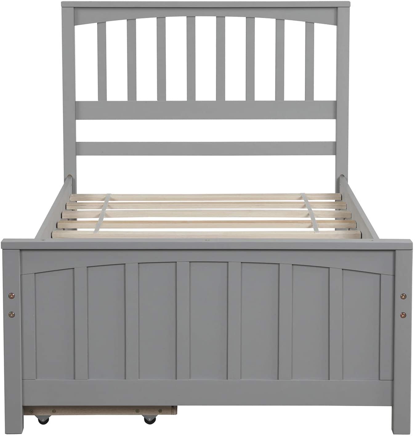 Harper & Bright Designs Light Grey Twin Bed Frame with Storage Drawers - Solid Wood Platform Bed, No Box Spring Needed - WoodArtSupply