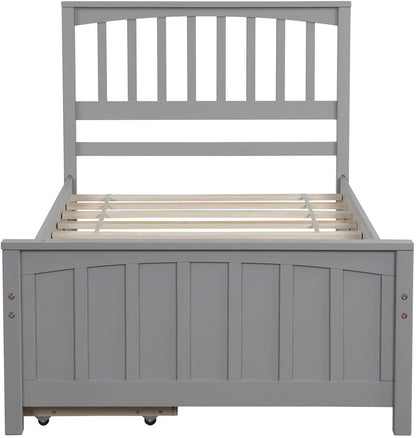 Harper & Bright Designs Light Grey Twin Bed Frame with Storage Drawers - Solid Wood Platform Bed, No Box Spring Needed - WoodArtSupply