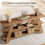 Tribesigns 70.9" Extra Long Console Table with Storage, 3-Tier Narrow Wooden Sofa Table Behind The Couch, Farmhouse Entry Foyer Table for Entryway, Living Room, Hallway, Brown Tribesigns