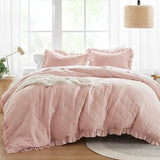 Comfort Spaces Blush Twin Duvet Cover Set - 2 Pieces Ruffle Diamond Quilted Duvet Cover, All Season Lightweight, Cotton-Like Softness Pre-Washed Microfiber Twin Bedding Cover & Sham, Twin Comfort Spaces