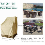 Vanteriam Outdoor High Back Chair Cover, Heavy Duty Waterproof Patio Swivel Chair Covers - Fade Resistant Patio Standard Dining Chair Cover 2 Pack - 26W x 28D x 37.5H inch Beige & Brown Vanteriam