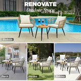 IDZO Heavy Duty 500lbs Weight Capacity Wicker Bistro Table and Chairs Set of 2 with Olefin Fabric Soft Cushions IDZO