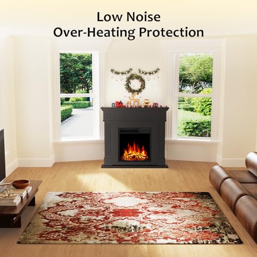 44" Corner Electric Fireplace with Mantel Package Freestanding Fireplace Heater Corner Firebox with Log & Remote Control,750-1500W,Black Xbeauty