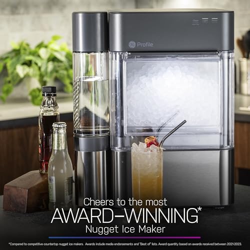 GE Profile Opal 2.0 with 0.75 Gallon Tank, Chewable Crunchable Countertop Nugget Ice Maker, Scoop included, 38 lbs in 24 hours, Pellet Ice Machine with WiFi & Smart Connected, Stainless Steel Profile