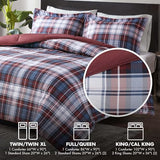 Madison Park Essentials Parkston Plaid Comforter, Matching Sham, 3M Scotchguard Stain Release Cover, Hypoallergenic All Season Bedding-Set, Full/Queen, Red, 3 Piece Madison Park