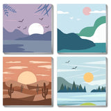 Fotasmua 4 Pack Framed Paint by Number Kits for kids Sunset, DIY Landscape Paint by Numbers Kits for Adults on Canvas, Easy Acrylic Oil Painting for Kids & Adults Beginners for Wall Decor (8 x 8 Inch) Fotasmua