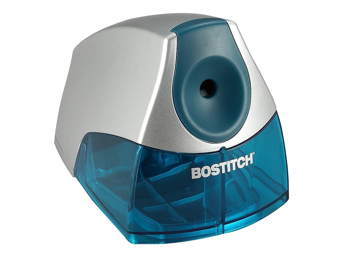 Bostitch Office Personal Electric Pencil Sharpener, Powerful Stall-Free Motor, High Capacity Shavings Tray, Blue Bostitch