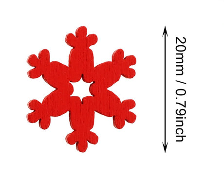 PPhtony 80PCS Snowflake Decorations Wood Slices Ornaments Christmas Cutouts Buttons Tags for Xmas Tree Hanging Painting DIY Crafts Projects Gifts Bags Holiday Party School Home Activity,20MM,Mix Color PPhtony