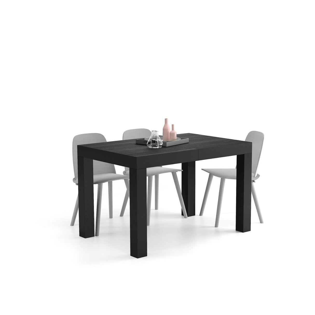 Mobili Fiver, First Extendable Table, 47,2(77,6) x31,5 in, Ashwood Black, for 6-8 People, Expandable Dining Table for Kitchen, Living Room, Italian Furniture Mobili Fiver