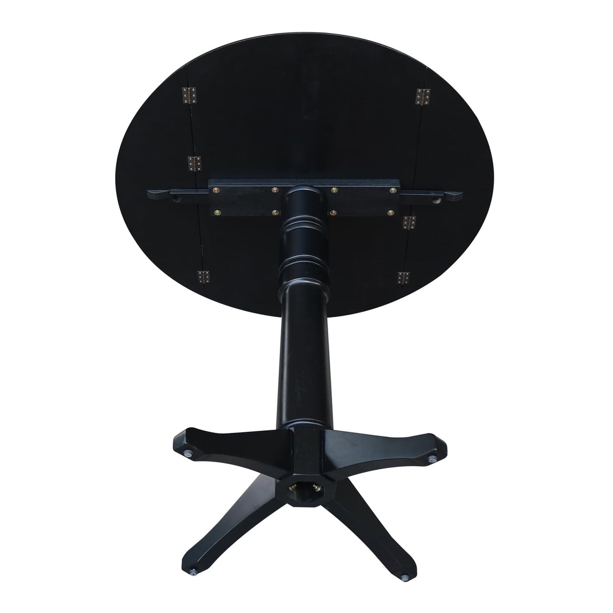IC International Concepts 42" Round Dual Drop Leaf Pedestal, 42.3" H Dining Table, Black IC International Concepts