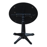 IC International Concepts 42" Round Dual Drop Leaf Pedestal, 42.3" H Dining Table, Black IC International Concepts