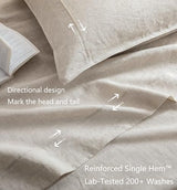 Talasily 100% French Pure Linen Sheets Set Queen Size,Oeko-TEX Certified Bedding, All-Season Breathable for Hot Sleepers,16 Inch Deep Pocket Machine Washable 4-Piece (Natural Linen) Talasily