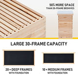 CREWORKS Bee Hive with 10 Medium &20 Deep Honeycomb Foundation Frames, Bee Box for Beekeeper Starter, Beekeeping Supplies Equipment Tool, Wood Complete Honey Bee Hives Kit, 3 Layer Bees House Box CREWORKS