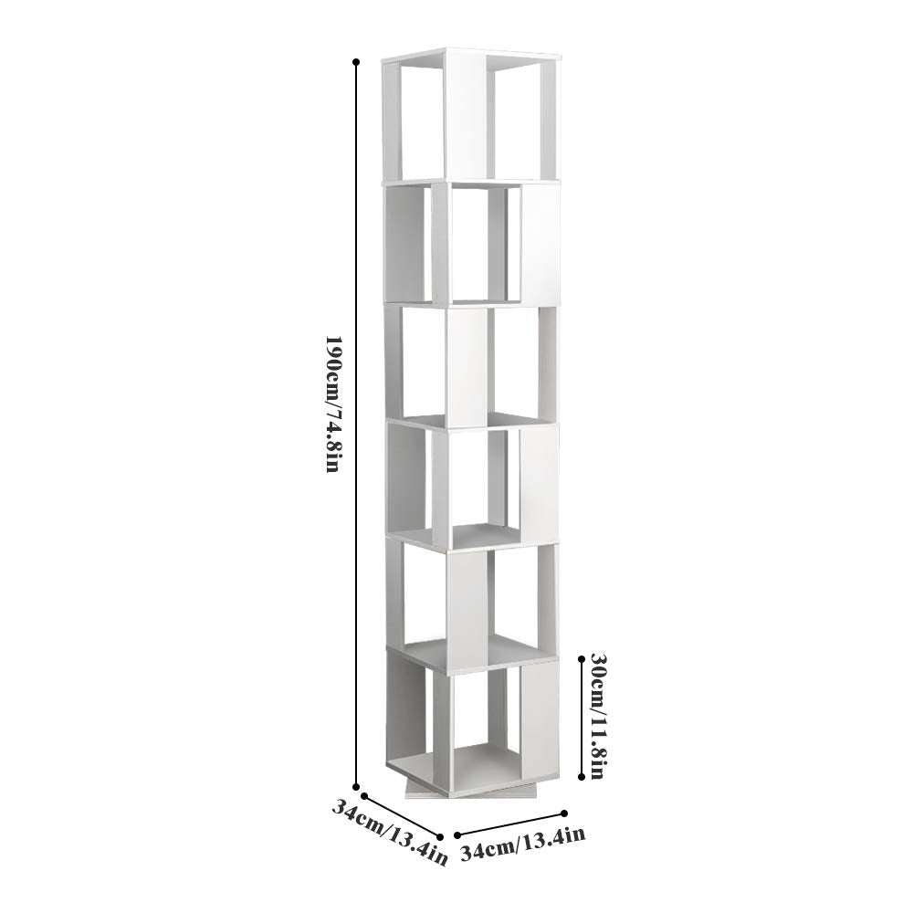 4HOMART Rotating Bookshelf - Stylish White Multi-Functional Floor Rack for Living Room and Students - WoodArtSupply