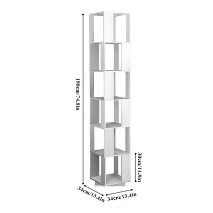 4HOMART Rotating Bookshelf - Stylish White Multi-Functional Floor Rack for Living Room and Students - WoodArtSupply