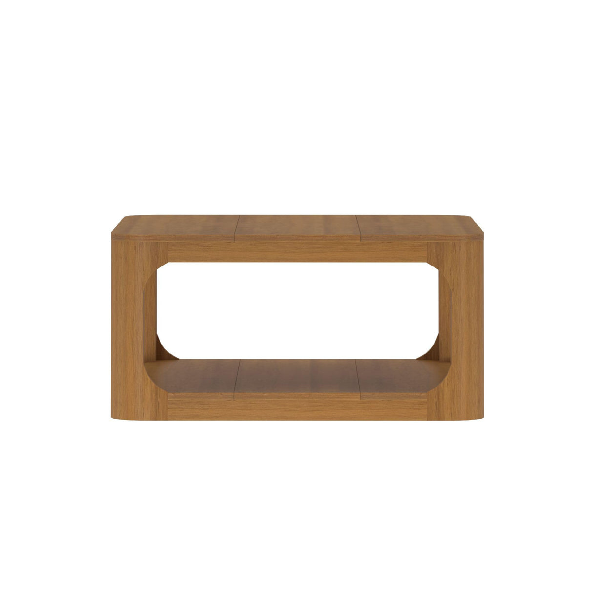 Plank+Beam Forma Coffee Table, Solid Wood 36 Inch Modern Coffee Table with Shelf, Contemporary Center Table with Storage Space, Square Tea Table with Storage, Pecan Plank+Beam