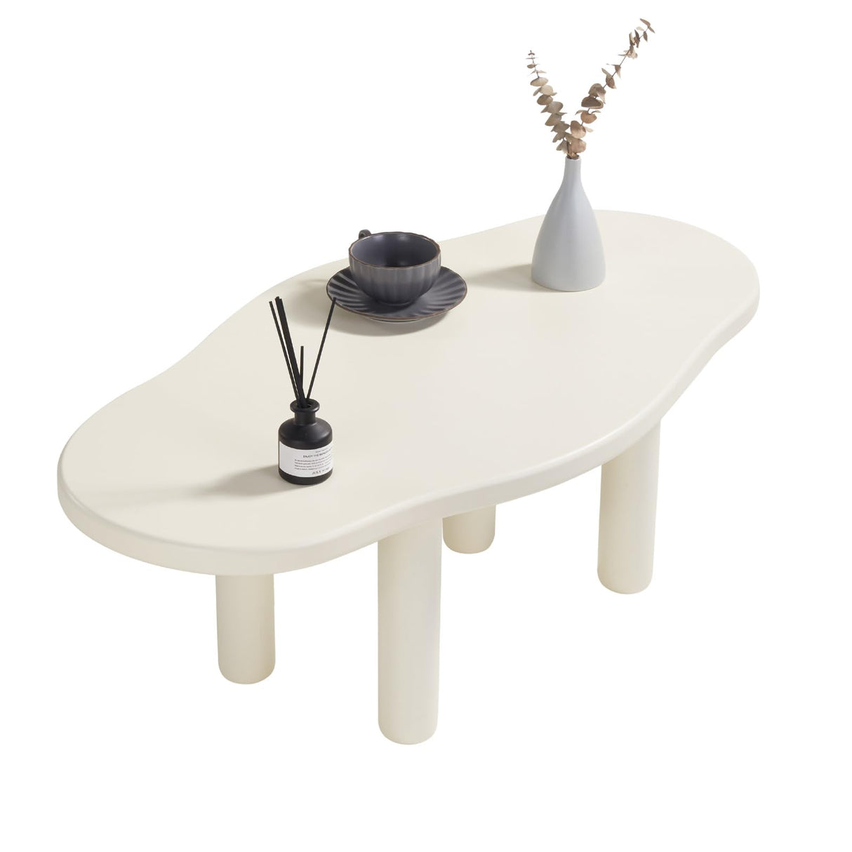 Cloud Coffee Table - Cute Coffee Table - Irregular Shape Coffee Table with 4 Legs - Modern End Table for Living Room,Apartment,Bedroom,Easy Assembly-White ANTJUMPER