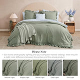 BLOOMHAVEN Full Comforter Set - 7 Pieces Ruffle Sage Green Bedding Sets, Shabby Chic Farmhouse Bed in a Bag Full with Ruffle Comforter, Floral Sheets, Pillowcases & Shams BLOOMHAVEN