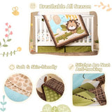 Wowelife Safari Crib Bedding Set, Mini Crib Bedding Set Boy 3-Piece Mini Crib Comforter Set, Nursery Bedding Sets for Boys Include Crib Comforter, Skirt and Sheet, Brown Wowelife