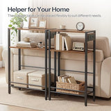 HOOBRO 15.7" Narrow Console Table with Charging Station, 3 Tier Entryway Table for Small Space, Behind Couch Table, Sofa Table, for Entryway, Hallway, Living Room, Rustic Brown and Black BF42UXG01 HOOBRO