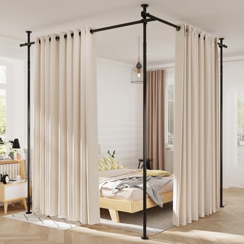 Curtain Rods No Drilling for Room Divider, Tension Curtain Rod 180in Wide Adjustable Wall Divider for Window Heavy Duty Partition Room Dividers Separation, Floor to Ceiling Space Privacy Separator YASRKML