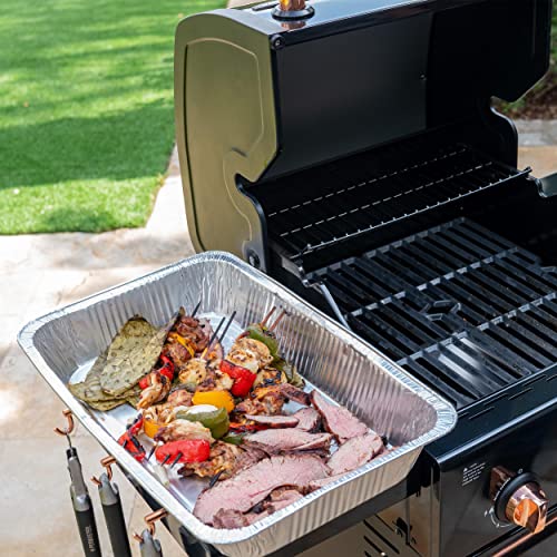 Permasteel 2-Burner Propane Gas Grill, BBQ Grill with Foldable Side Tables & Tool Hooks, Perfect for Outdoor Cooking, Patio & Garden, Black/Copper Permasteel