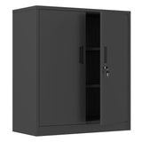JINKUR Metal Storage Cabinet with Locking Doors and 2 Adjustable Shelves, Small Lockable Steel Storage Cabinets for Home Office Garage Kitchen Pantry (Black) JINKUR