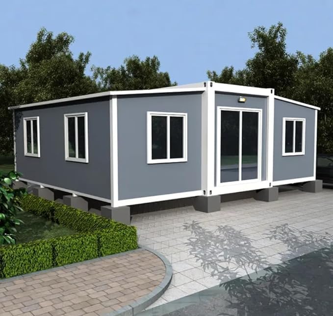 HUGHEARTS Portable Prefabricated Tiny Home 20x20ft, Mobile Expandable Plastic Prefab House for Hotel, Booth, Office, Guard House, Shop, Villa, Warehouse, Workshop (with Restroom)