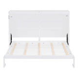 Murphy Bed Full Size, Wood Cabinet Bed Frame with A Storage Shelf, Modern Foldable Wall Bed for Home Office Studio, No Box Spring Needed, White Bellemave