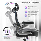 600lbs Big and Tall Office Chair- Heavy Duty Executive Computer Chair with 3D Flip Arms Large Wheels, Ergonomic Mesh High Back Desk Chair, Extra Wide Seat Adjustable Lumbar Support&Headrest Petheivun
