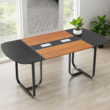 VEVOR Conference Table, 6 ft Oval Office Meeting Table for 6-8 Person, Modern Seminar Desk with Metal Legs, Large Meeting Desk for Office, Boardroom, Conference Room, Easy Assembly, Black & Brown VEVOR