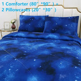 SDIII 3PCS Blue Galaxy Comforter Set Full, Soft Microfiber Lightweight Blue and Pink Space Comforter Full, Galaxy Bedding for Boys Girls Kids Teens SDIII