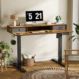 CROWNFURN Electric Standing Desk with Double Drawers,Adjustable Standing Desk with Storage Shelf for Home Office,with 3 Presets & 2 Hooks,48 Inch(Rustic Brown) CROWNFURN