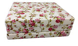 D&D Futon Furniture Trifold Foam Beds, Floor Tri-Fold Bed, Foldable Shikibuton Mattress Cushion Topper Mat for Space Saving Sleepover 3x27x75 in,Red Rose White D&D Futon Furniture